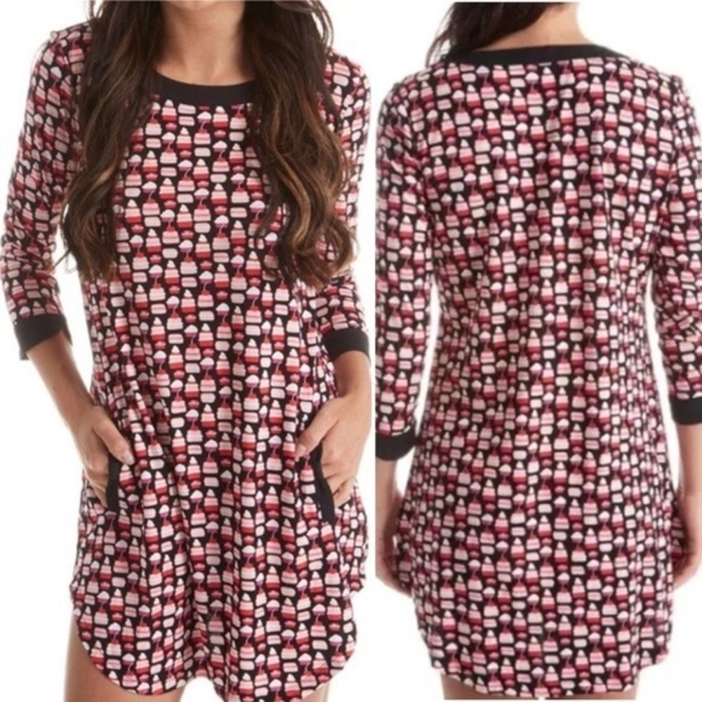 Kate Spade Cupcake Print Nightgown Shirt Size L Sleepwear Cotton Pajamas Pockets